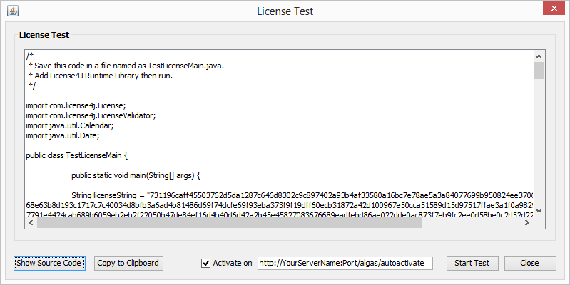 License Manager View License Window