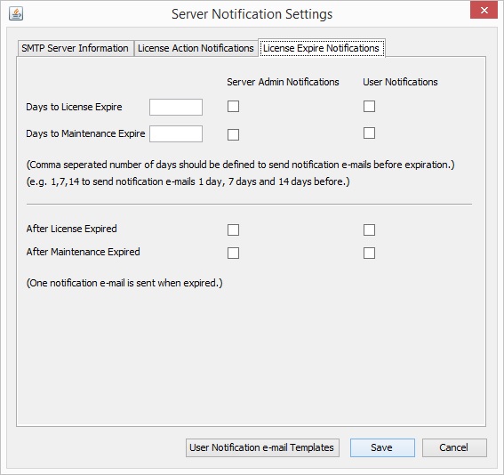 Auto License Generation and Activation Server Notifications Settings 2