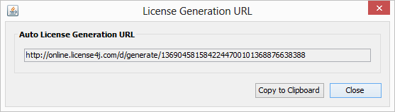 Auto License generation URL